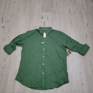 NWT Johnny Bigg Green Linen Blend Button-Down Shirt for Men